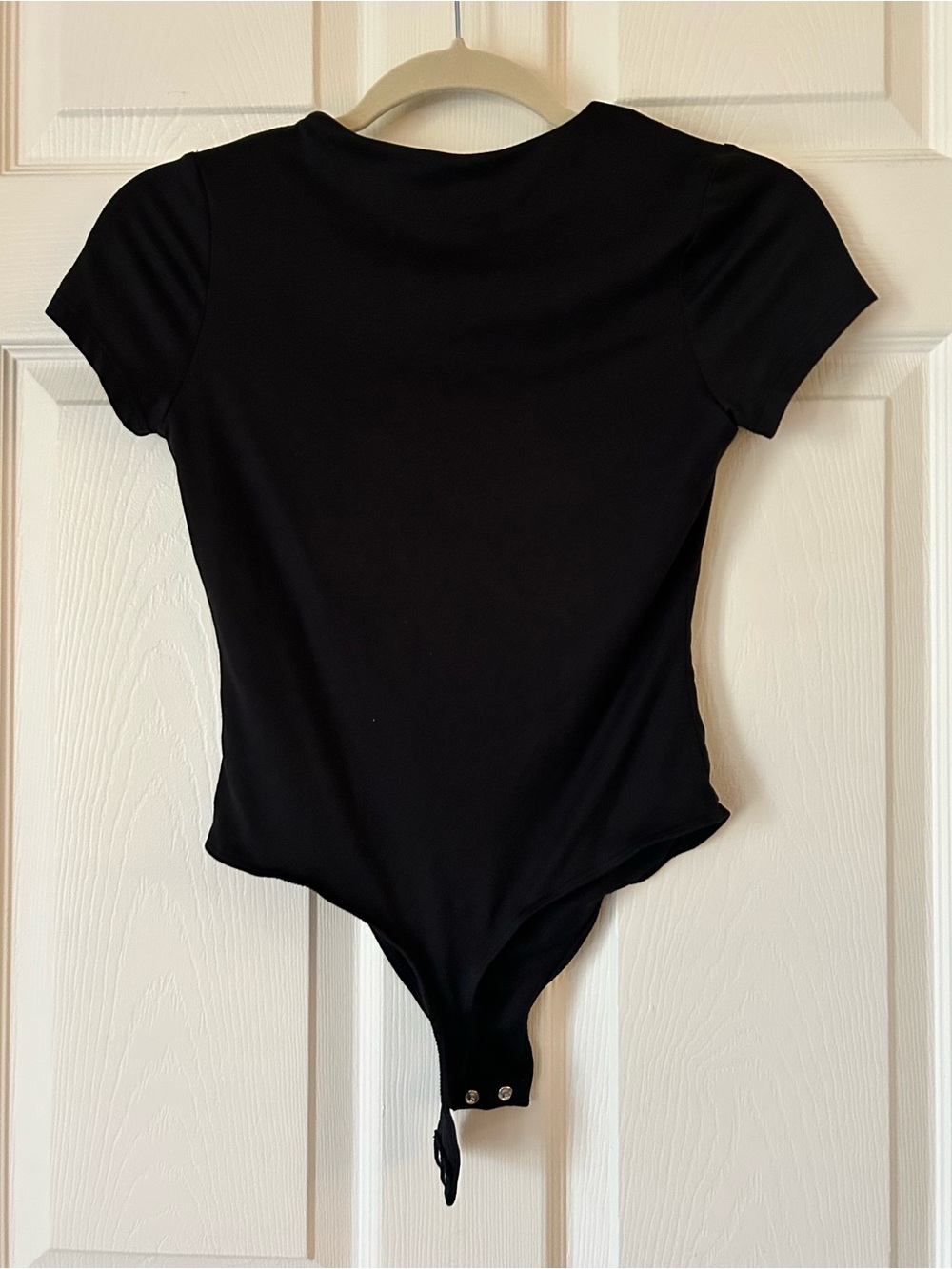 Popular 21 Black Short Sleeve Bodysuit Stretch Fitted Top - Size Small - Picture 4 of 10